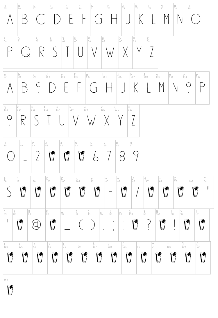 DK Southside Fizz font map